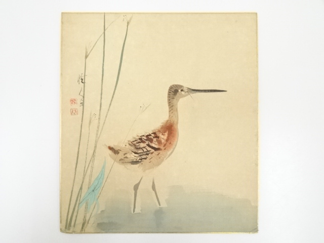 JAPANESE ART / SHIKISHI / HAND PAINTED BIRD / ARTISTS WORK